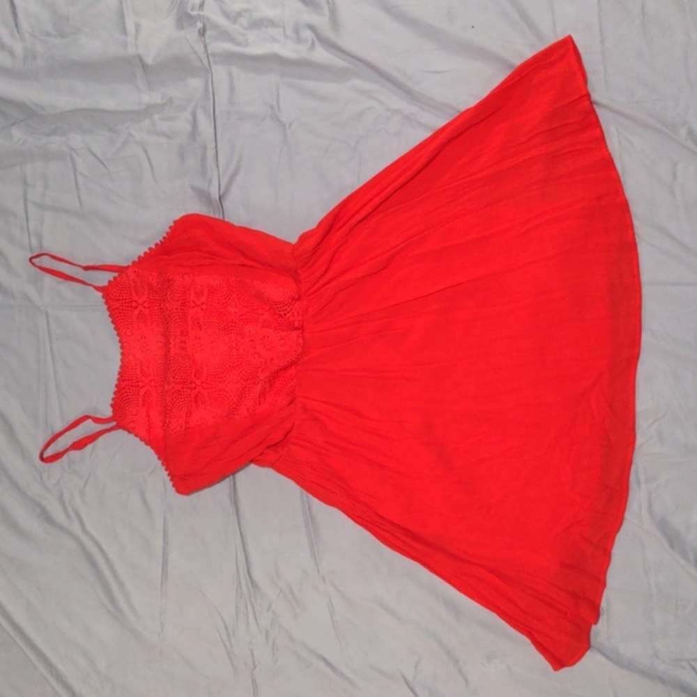 Lily Rose - Orangish Red Summer Mini Dress